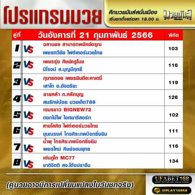 โปรแกรมมวย