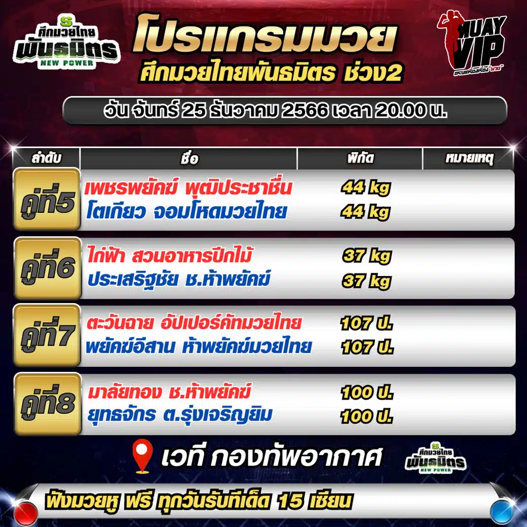 ตารางมวยวันนี้